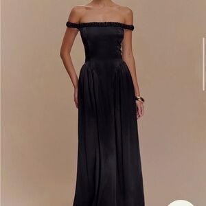 Meshki Strapless COCO Dropped Waist Maxi Dress, Black